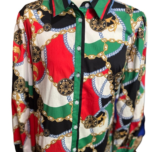 🆕 NY&C long sleeve gold chain link button up shirt - Picture 3 of 11